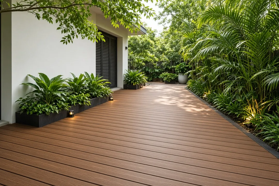 Illustrative warm mid-tone WPC decking design idea