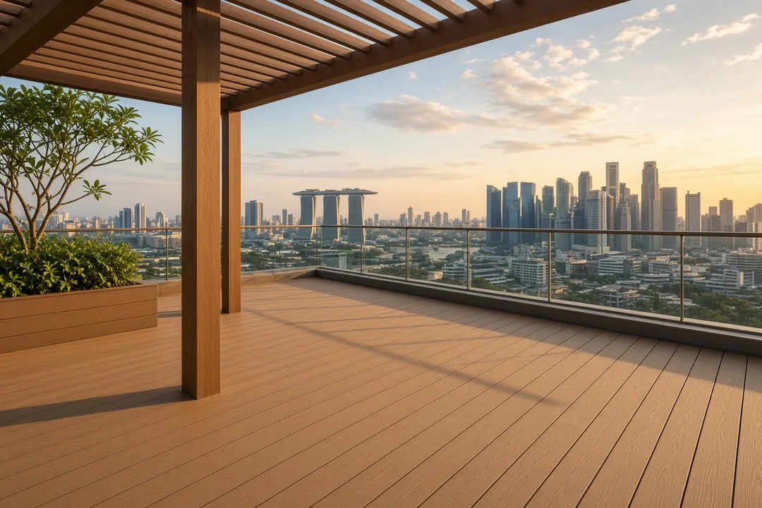 Illustrative deep-tone WPC decking design idea